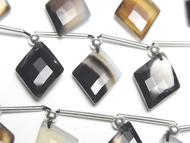 [Video] Black Stripe Agate AAA Diamond Shape half or 1strand (8pcs)