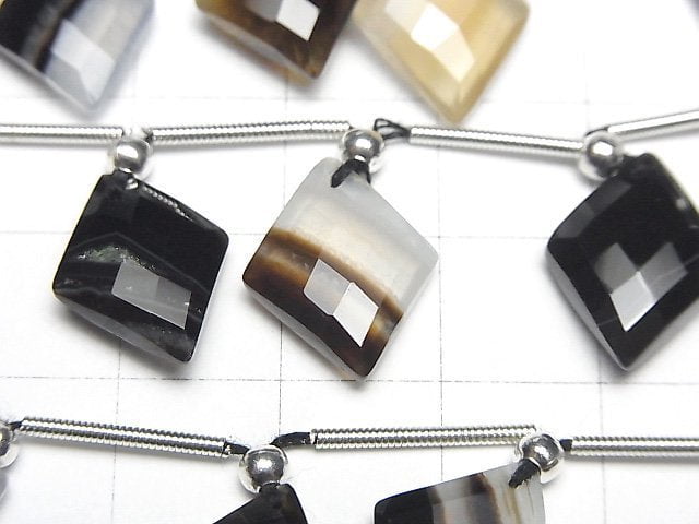 [Video] Black Stripe Agate AAA Diamond Shape half or 1strand (8pcs)