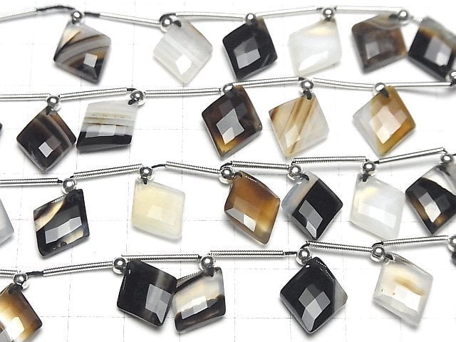 [Video] Black Stripe Agate AAA Diamond Shape half or 1strand (8pcs)