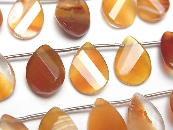 [Video] Mixed Carnelian Twist Faceted Pear Shape half or 1strand (14pcs )