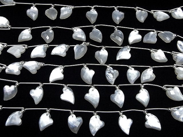 [Video] White Shell x Crystal AAA Heart cut half or 1strand (8pcs)