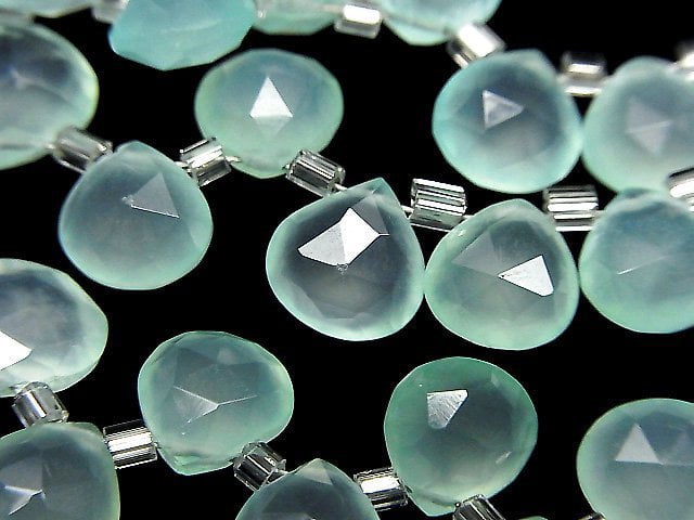 [Video]High Quality Sea Blue Chalcedony AAA Chestnut Faceted Briolette 8x8mm half or 1strand (28pcs)