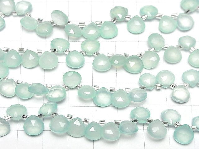 [Video]High Quality Sea Blue Chalcedony AAA Chestnut Faceted Briolette 8x8mm half or 1strand (28pcs)