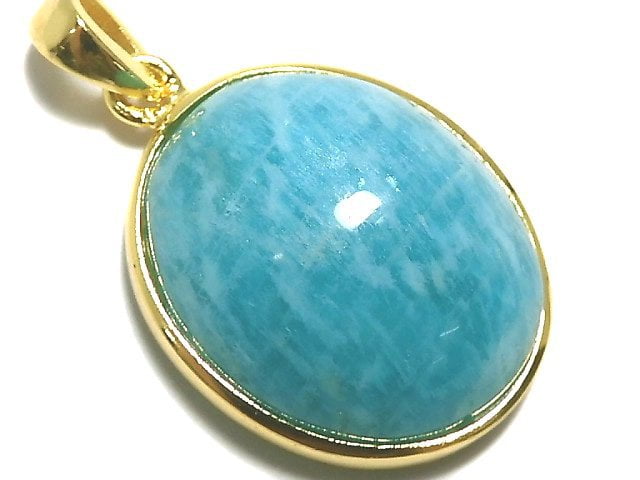 [Video][One of a kind] Amazonite AAA- Pendant 18KGP NO.14