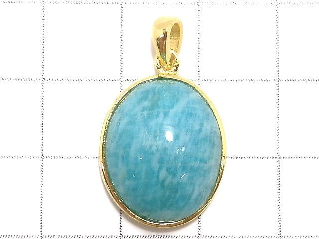 [Video][One of a kind] Amazonite AAA- Pendant 18KGP NO.14