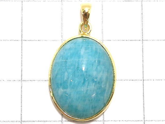 [Video][One of a kind] Amazonite AAA- Pendant 18KGP NO.15