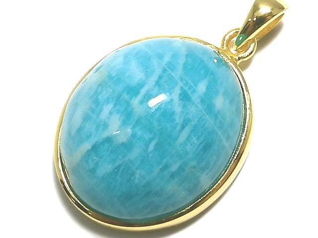 [Video][One of a kind] Amazonite AAA- Pendant 18KGP NO.16