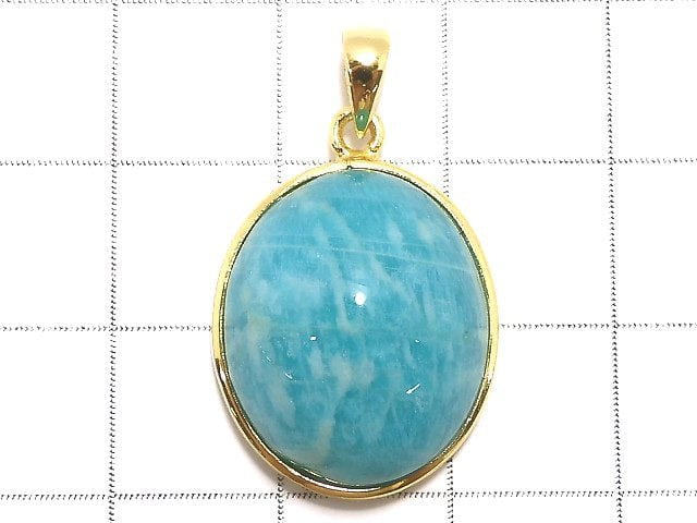 [Video][One of a kind] Amazonite AAA- Pendant 18KGP NO.16