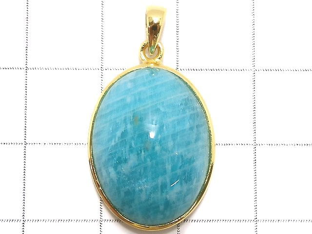 [Video][One of a kind] Amazonite AAA- Pendant 18KGP NO.17