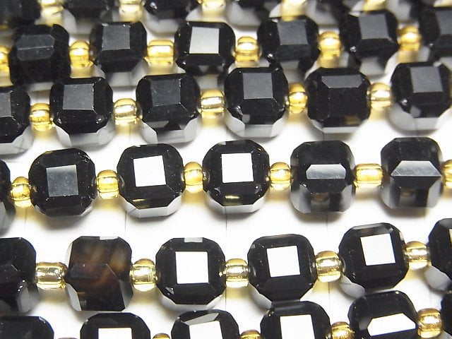 [Video]High Quality! Onyx Cube Shape 7x7x7mm 1strand beads (aprx.15inch/37cm)