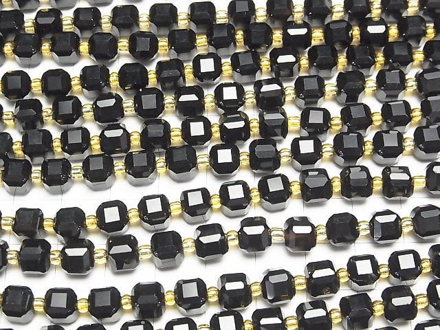 [Video]High Quality! Onyx Cube Shape 7x7x7mm 1strand beads (aprx.15inch/37cm)