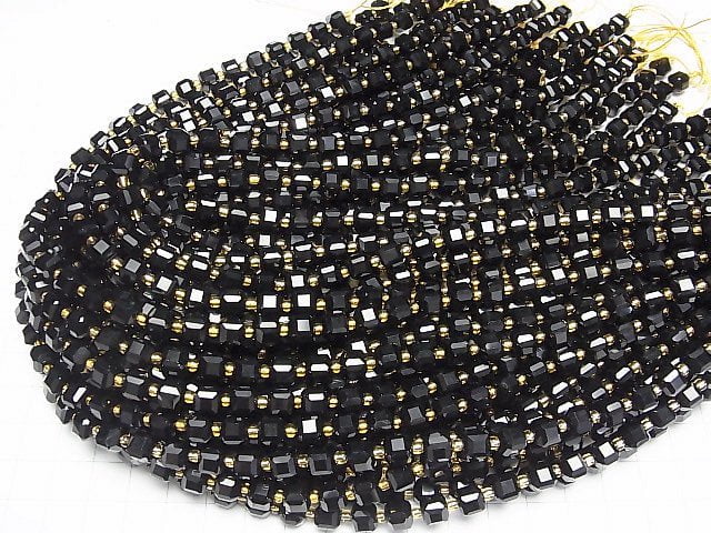 [Video]High Quality! Onyx Cube Shape 7x7x7mm 1strand beads (aprx.15inch/37cm)