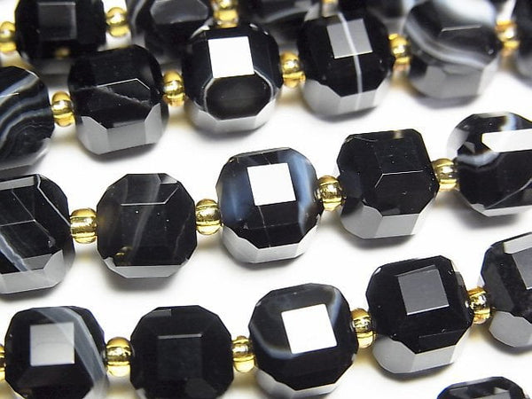 [Video]High Quality! Striped Onyx Cube Shape 8x8x8mm 1strand beads (aprx.15inch/36cm)