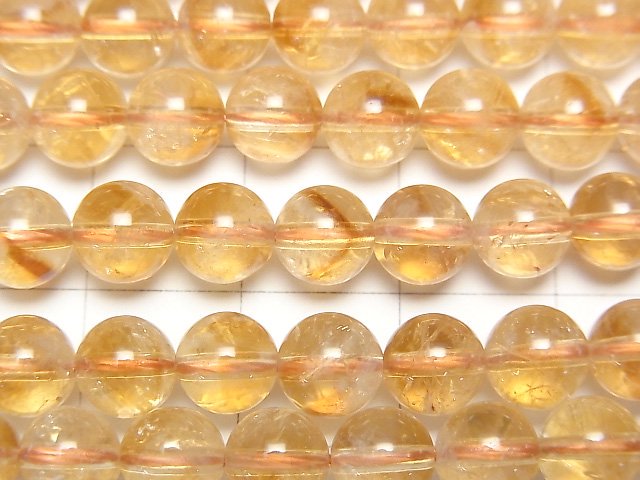 [Video] Phantom Citrine AA Round 6.5mm 1strand beads (aprx.15inch/37cm)