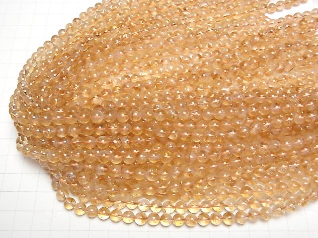 [Video] Phantom Citrine AA Round 6.5mm 1strand beads (aprx.15inch/37cm)