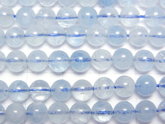 [Video]Aquamarine AA++ Round 6mm half or 1strand beads (aprx.15inch/37cm)