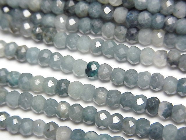[Video]High Quality! Indigolite Tourmaline AA+ Faceted Button Rondelle 3.5x3.5x2.5mm 1strand beads (aprx.15inch/37cm)