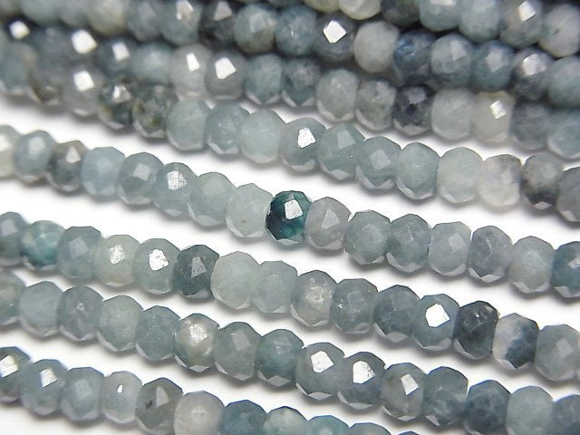 [Video]High Quality! Indigolite Tourmaline AA+ Faceted Button Roundel 3.5x3.5x2.5mm 1strand beads (aprx.15inch/37cm)