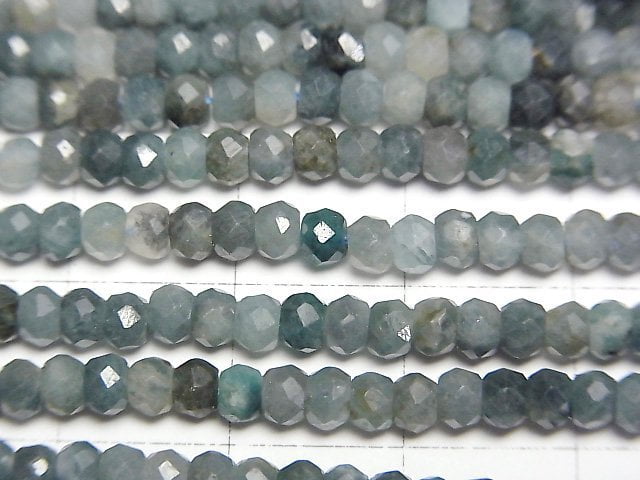 [Video]High Quality! Indigolite Tourmaline AA+ Faceted Button Rondelle 3.5x3.5x2.5mm 1strand beads (aprx.15inch/37cm)