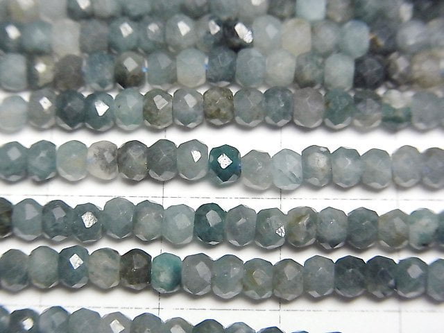 [Video]High Quality! Indigolite Tourmaline AA+ Faceted Button Roundel 3.5x3.5x2.5mm 1strand beads (aprx.15inch/37cm)