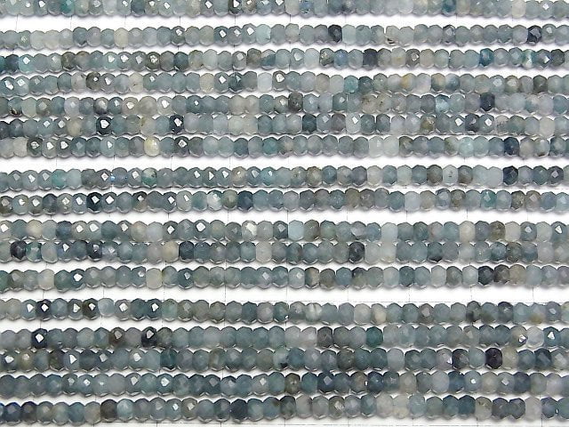 [Video]High Quality! Indigolite Tourmaline AA+ Faceted Button Rondelle 3.5x3.5x2.5mm 1strand beads (aprx.15inch/37cm)