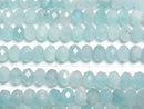 [Video]High Quality! Amazonite Silica AA+ Faceted Button Rondelle 5x5x3.5mm 1strand beads (aprx.15inch/37cm)