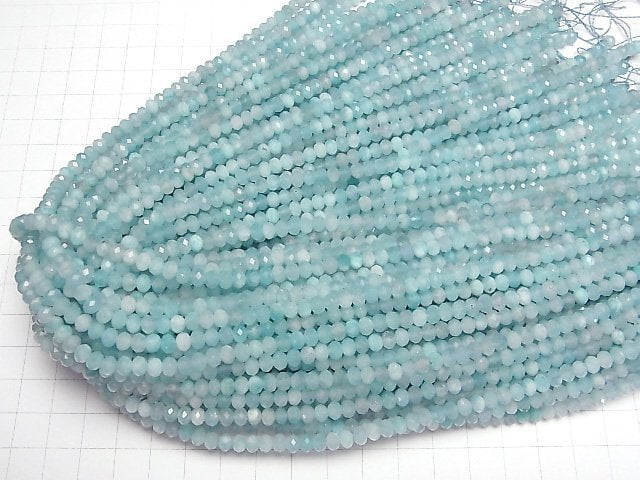 [Video]High Quality! Amazonite Silica AA+ Faceted Button Roundel 5x5x3.5mm 1strand beads (aprx.15inch/37cm)