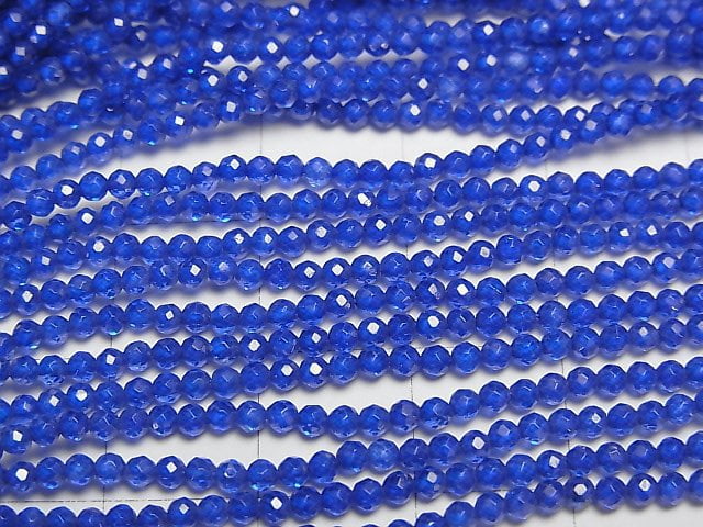 [Video]High Quality! Synthetic Sapphire AAA Faceted Round 2mm 1strand beads (aprx.15inch/38cm)