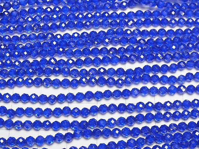 [Video]High Quality! Synthetic Sapphire AAA Faceted Round 3mm 1strand beads (aprx.15inch/37cm)