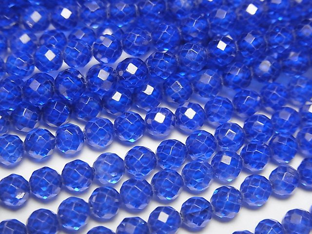 [Video]High Quality! Synthetic Sapphire AAA Faceted Round 4mm half or 1strand beads (aprx.15inch/37cm)