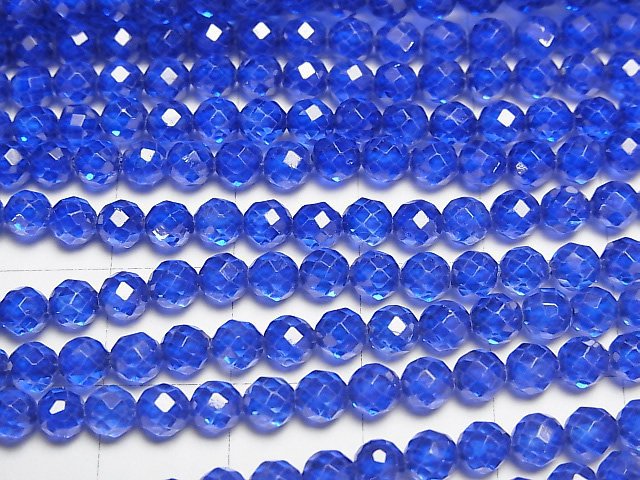 [Video]High Quality! Synthetic Sapphire AAA Faceted Round 4mm half or 1strand beads (aprx.15inch/37cm)