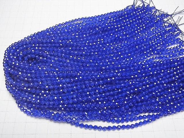 [Video]High Quality! Synthetic Sapphire AAA Faceted Round 4mm half or 1strand beads (aprx.15inch/37cm)