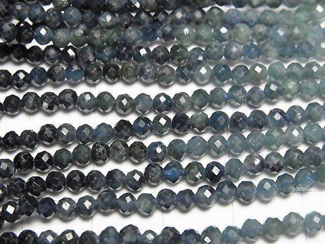 [Video]High Quality! Indigolite Tourmaline AA+ Faceted Round 3mm 1strand beads (aprx.15inch/37cm)