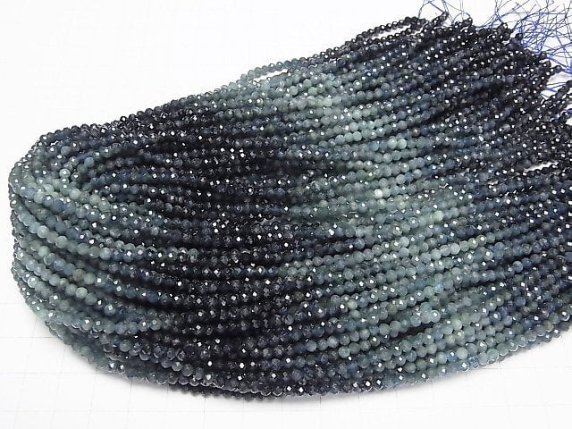 [Video]High Quality! Indigolite Tourmaline AA+ Faceted Round 3mm 1strand beads (aprx.15inch/37cm)