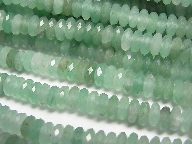 [Video]High Quality! Green Aventurine Faceted Button Roundel 5x5x2mm 1strand beads (aprx.15inch/38cm)