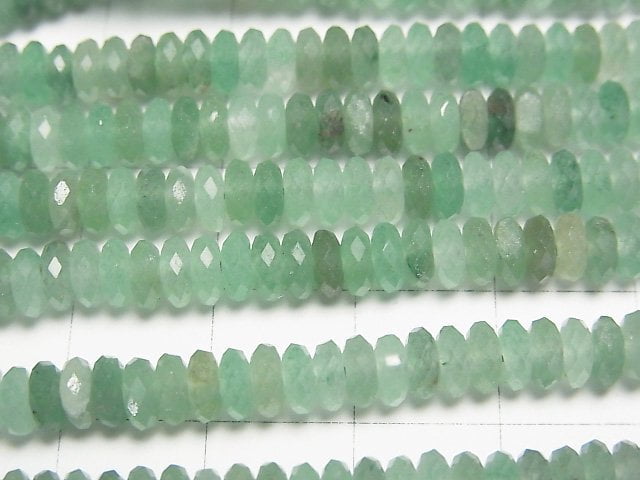 [Video]High Quality! Green Aventurine Faceted Button Roundel 5x5x2mm 1strand beads (aprx.15inch/38cm)