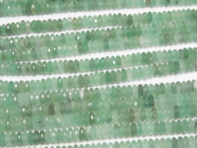 [Video]High Quality! Green Aventurine Faceted Button Rondelle 5x5x2mm 1strand beads (aprx.15inch/38cm)