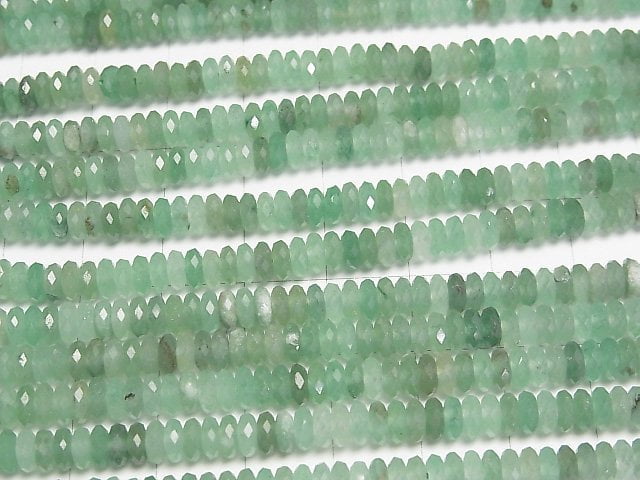 [Video]High Quality! Green Aventurine Faceted Button Roundel 5x5x2mm 1strand beads (aprx.15inch/38cm)