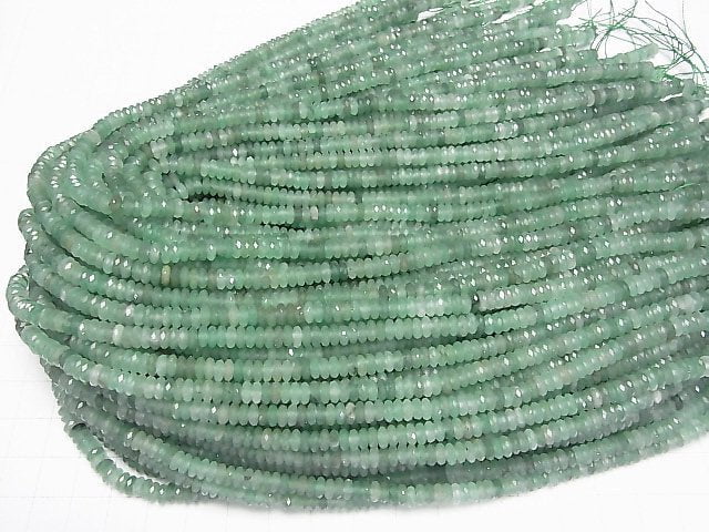 [Video]High Quality! Green Aventurine Faceted Button Rondelle 5x5x2mm 1strand beads (aprx.15inch/38cm)