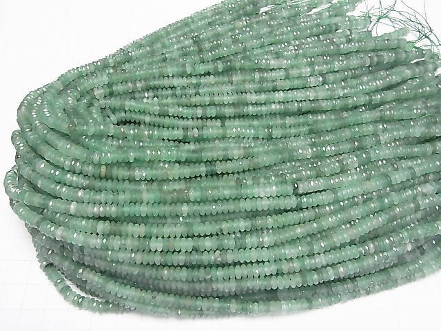 [Video]High Quality! Green Aventurine Faceted Button Roundel 5x5x2mm 1strand beads (aprx.15inch/38cm)