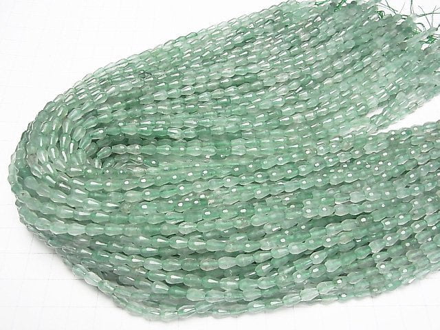 [Video] Green Aventurine Vertical Hole Faceted Drop 6x4x4mm 1strand beads (aprx.15inch/38cm)