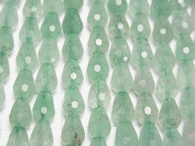 [Video] Green Aventurine Vertical Hole Faceted Drop 8x6x6mm half or 1strand beads (aprx.15inch/37cm)