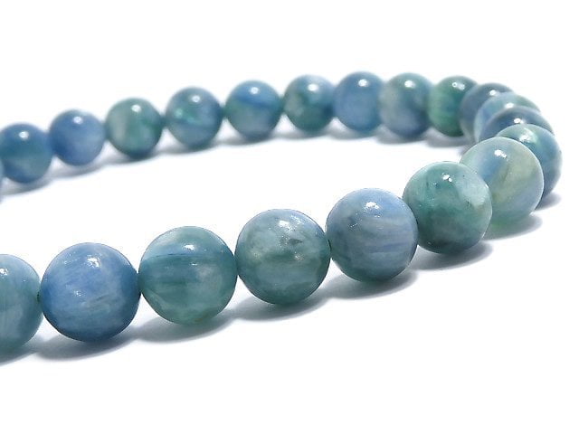 [Video][One of a kind] Kyanite in Fuchsite Round 6.5mm Bracelet NO.19