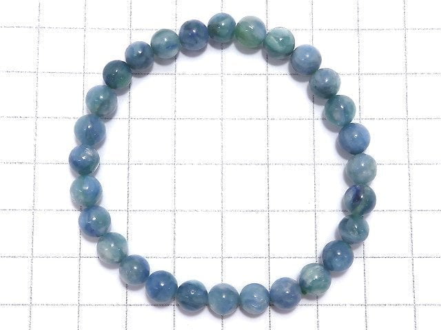 [Video][One of a kind] Kyanite in Fuchsite Round 6.5mm Bracelet NO.19