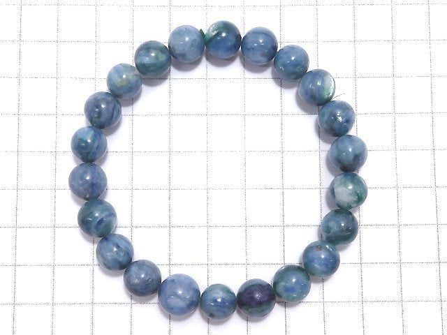 [Video][One of a kind] Kyanite in Fuchsite Round 9.5mm Bracelet NO.24