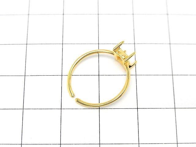 [Video] Silver925 Ring Frame (Prong Setting) Rectangle Faceted 6x4mm 18KGP Free Size 1pc