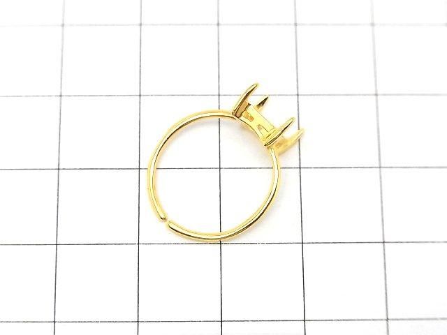 [Video] Silver925 Ring Frame (Prong Setting) Rectangle Faceted 8x6mm 18KGP Free Size 1pc