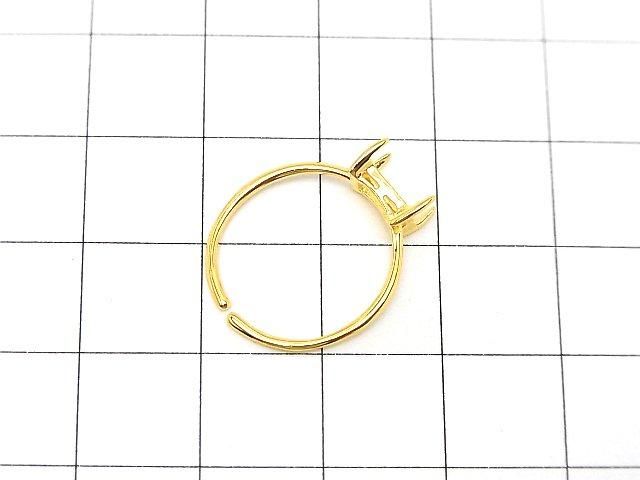 [Video] Silver925 Ring Frame (Prong Setting) Horizontal Rectangle Faceted 6x4mm 18KGP Free Size 1pc
