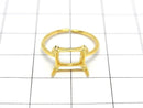 [Video]Silver925 Ring Frame (Prong Setting) Horizontal Rectangle Faceted 8x6mm 18KGP Free Size 1pc