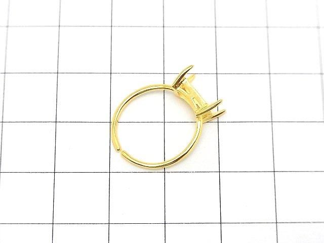 [Video] Silver925 Ring Frame (Prong Setting) Horizontal Rectangle Faceted 8x6mm 18KGP Free Size 1pc